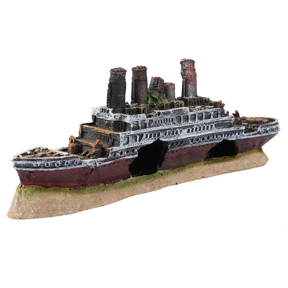Titanic Lost Wrecked Boat Ship Aquarium Decoration Ornament Wreck Ornaments