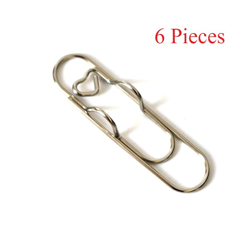 

6 шт. разноцветных многофункциональных металлических зажимов для ручек Love, зажим для бумаги с пряжкой для ручки, аксессуары для дневника, фиксированный зажим для ручки, подставка для ручки 6pcs серебряный