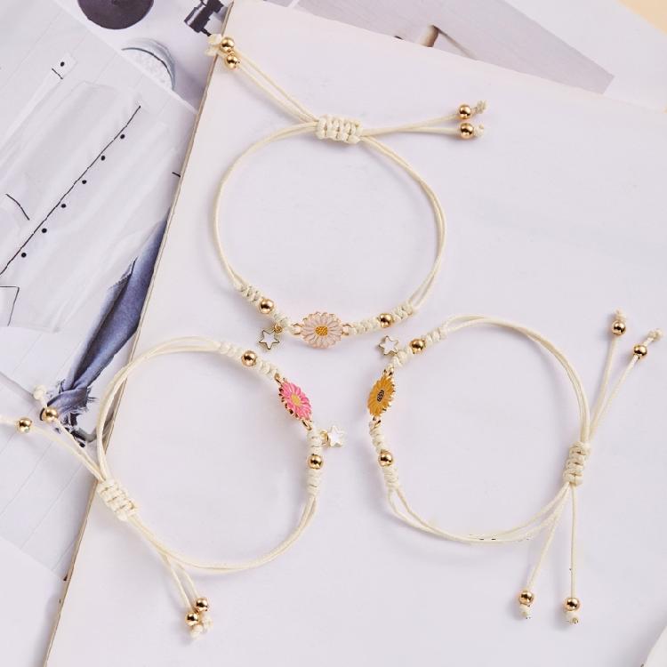 Fashionable Daisy Bracelet Delicate Pendant Bracelet Weaving Bracelet Adjustable Rope Bracelet for Women Matching Outfit