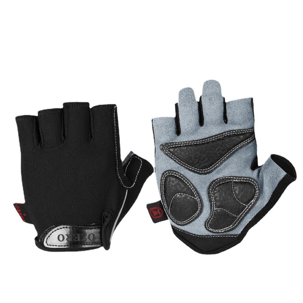 

Deerskin half-finger cycling gloves wrist guards breathable sweat-absorbing shock-absorbing outdoor sports fitness gloves XL（45g±3） чорний