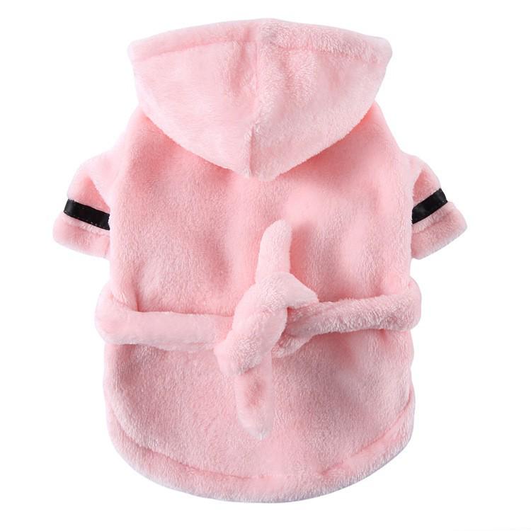 Two-Legged Fleece Dog Bathrobe and Towel for Small and Medium-Sized Dogs