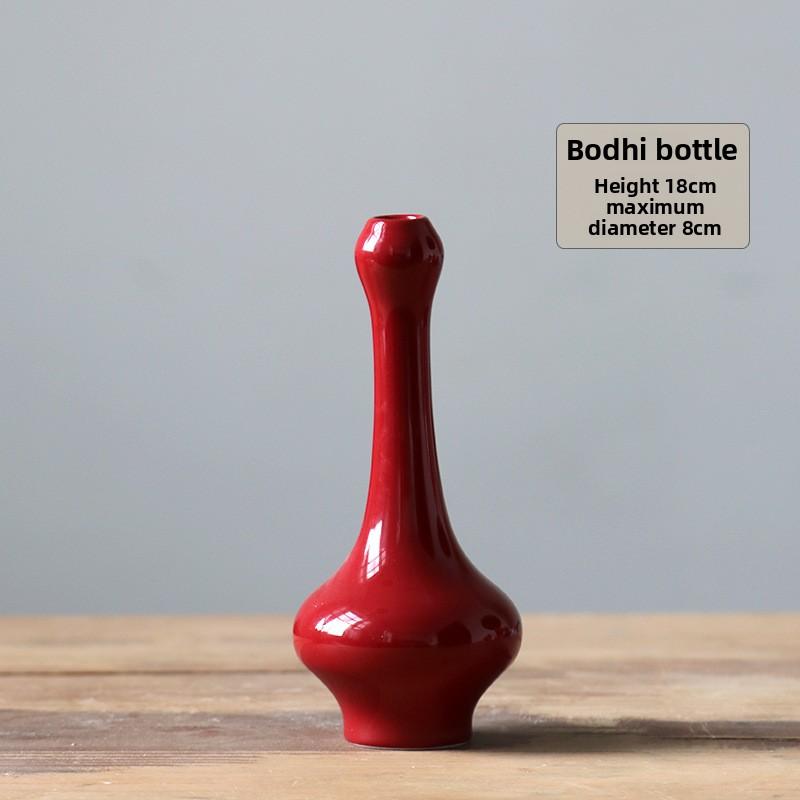 Red Ceramic Vintage Small Vase Festive Wedding Housewarming New Year Decor Elegant Home Ornament