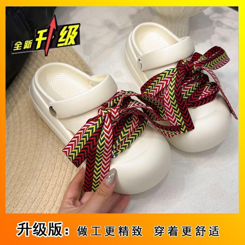 Fashion Non-slip and Versatile Height-increasing Cool Slippers Simple and Breathable Straps Hole Shoes Outer Wear Thick Soles 2025 Summer and 