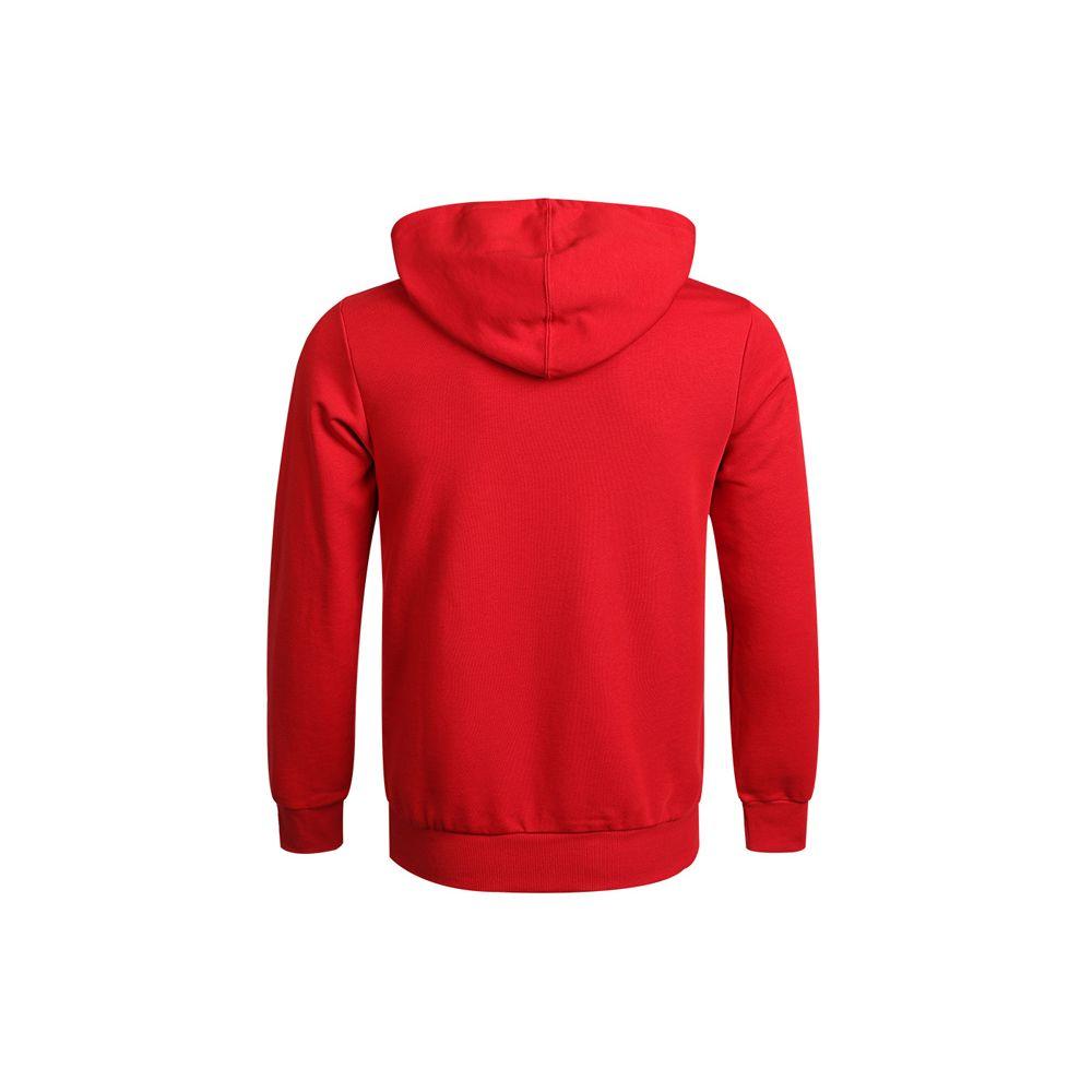 adidas Essentials Series Men Logo Print Drawstring Fleece Hoodie Light Scarlet GV0249