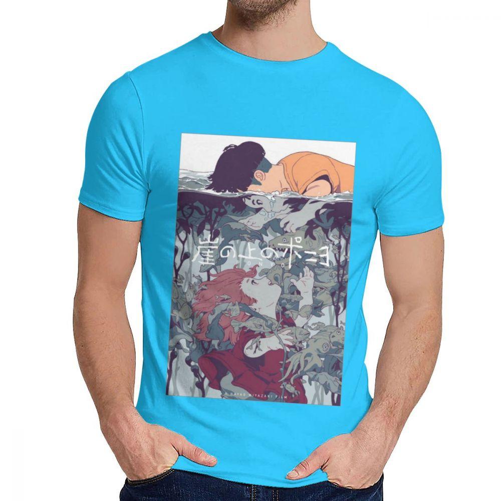 Ponyo On The Cliff By The Miyazaki Hayao Tee Round Neck Graphic Print Man Organic S