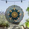 360 Rotating Blue Gold Mandala Wind Spinner Outdoor Decor for Garden Patio Balcony Yard Hanging Metal Art No Electricity Needed Year Round