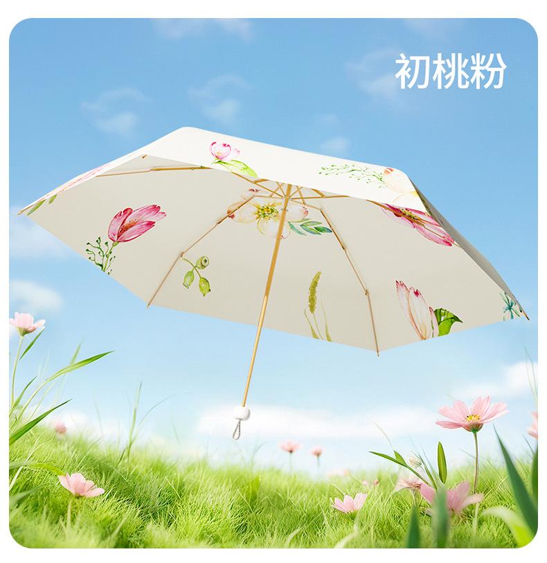 Parasol Small Portable 50% Umbrella Sunscreen UV Protection Outdoor Light Color Glue Sun Umbrella