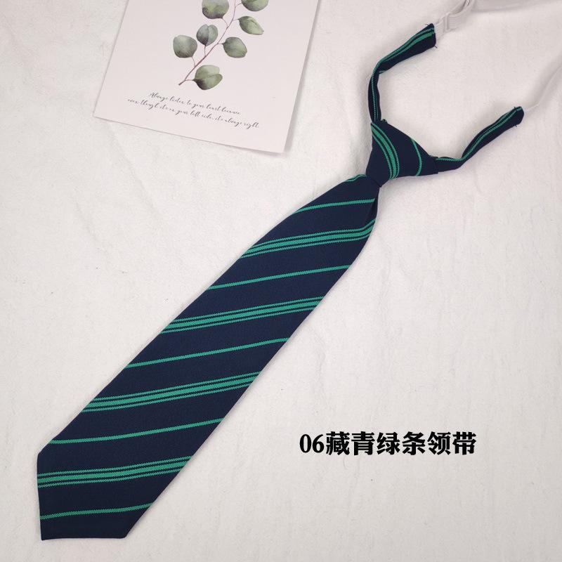 Blaue karierte Krawatte, leicht zu ziehende Lazy Tie, Krawatte, gestreifte Schuluniform, Schüler-Krawatten-Set.