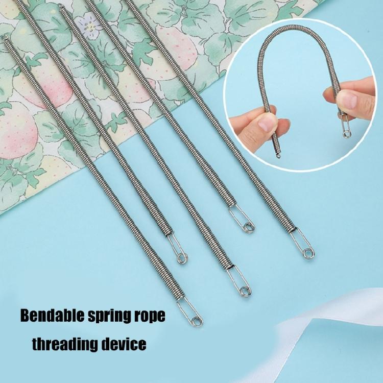 Pack of 10 Flexible Spring Drawstring Threader Stainless Steel Drawstring Threader Waistband Elastic Cord Threading Tool