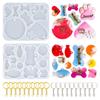 Dog Bone Shaped Tag Molds for Resin,Cat-Tag Keychain Silicone Resin Molds with Key-Rings for DIY Crafts Jewelry Making