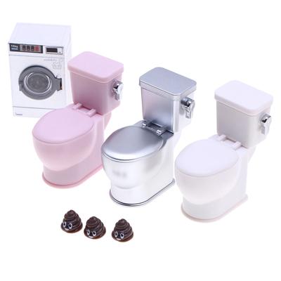 1Impostare1:12 bambole in miniatura simulazione toilette con cacca scarico suono bagno modello decorazione giocattolo accessori casa delle bambole