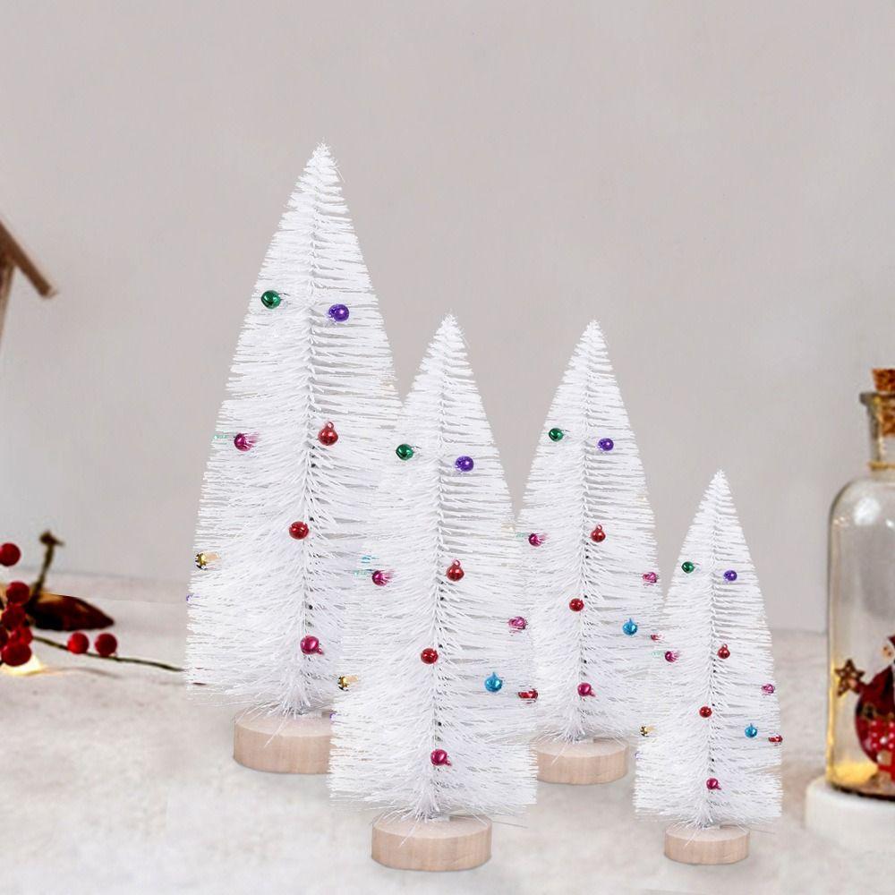 Plastic Mini White Christmas Tree with Colorful Bells Artificial Xmas Pine Tree  Party Favors