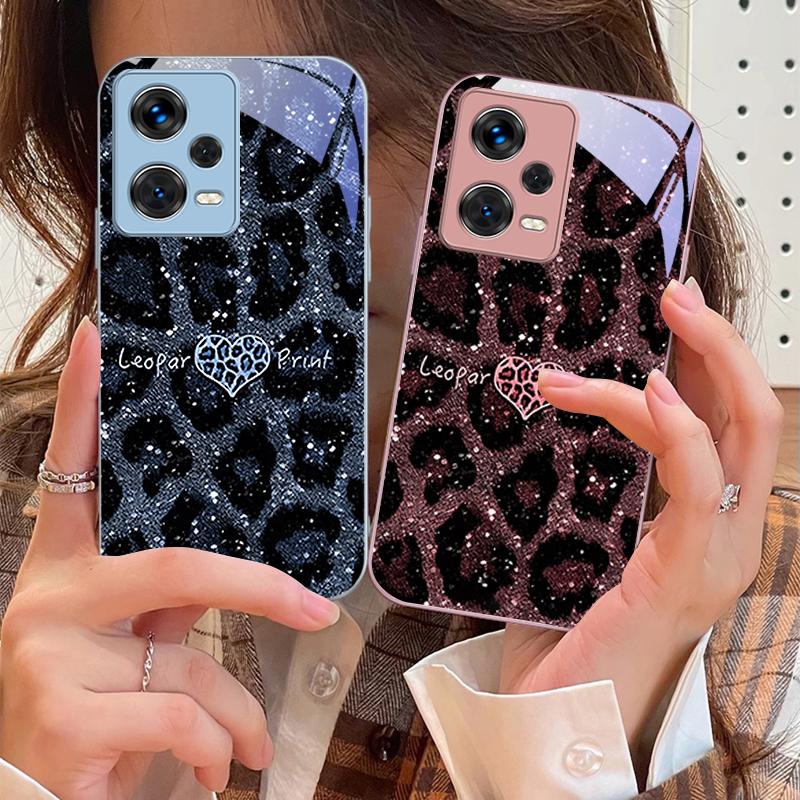 Leopard Spotted Love Green For Xiaomi 14 Ultra 13 Lite Redmi Note 13 11 Pro 12 Plus Poco X6 3 Pro F4 6 GT Tempered Phone Case