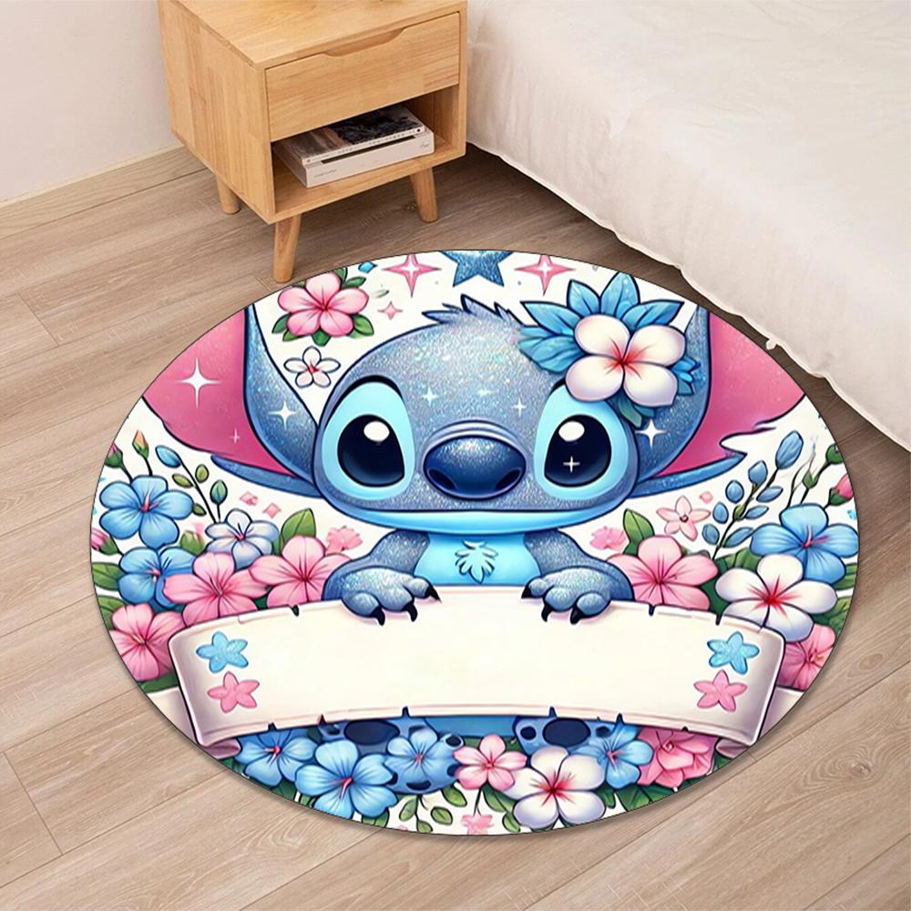 Stitch Printed Round Rug Carpet Chair Rug Area Rug Entryway Doormats,for Office Chair Living Room Bedroom Kitchen Room.