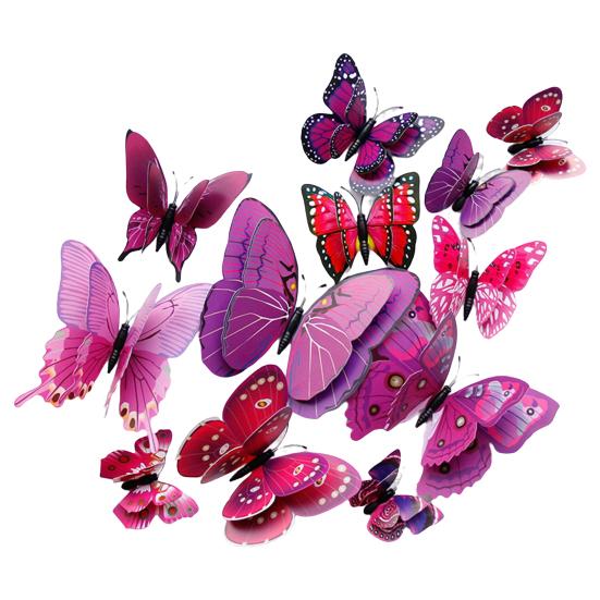 12 Pcs/Set Realistic Background Sticker Practical Durable Magnetic Butterflies Shape Wall