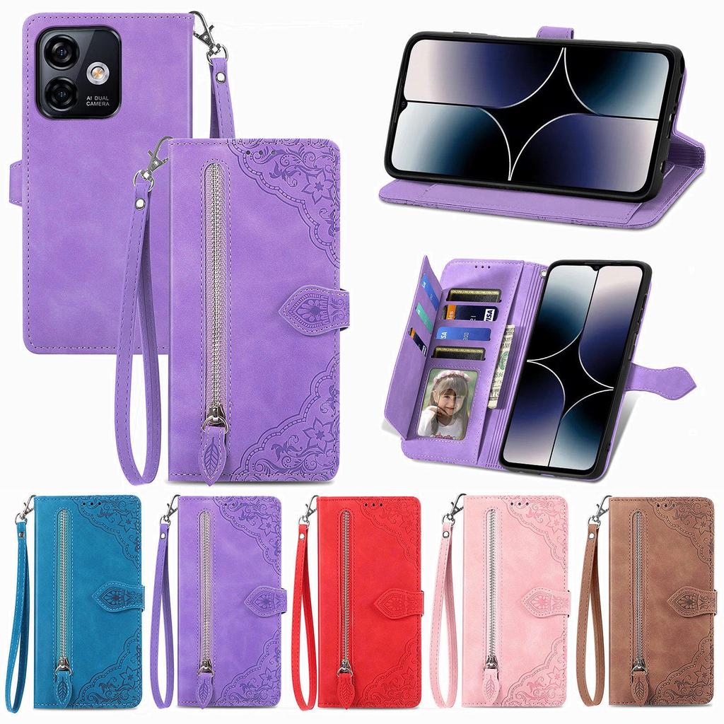 Ulefone Note16/15 Flip pouzdro z embosované kůže se šňůrkou