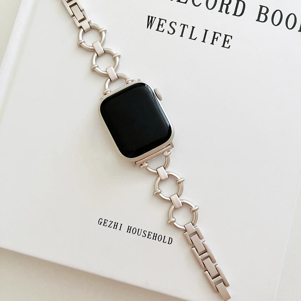 Bracelet métallique de luxe pour Apple Watch, bracelet chaîne tendance pour iWatch 987654321SE Ultra2 40 41 42 44 45 49mm, poignet femmes hommes