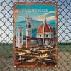 Vintage Florence Italy Metal Tin Sign, Aluminum Wall Art for Home, Bedroom, Restaurant, Bar, Cafe, School, Library, Door, Gar
