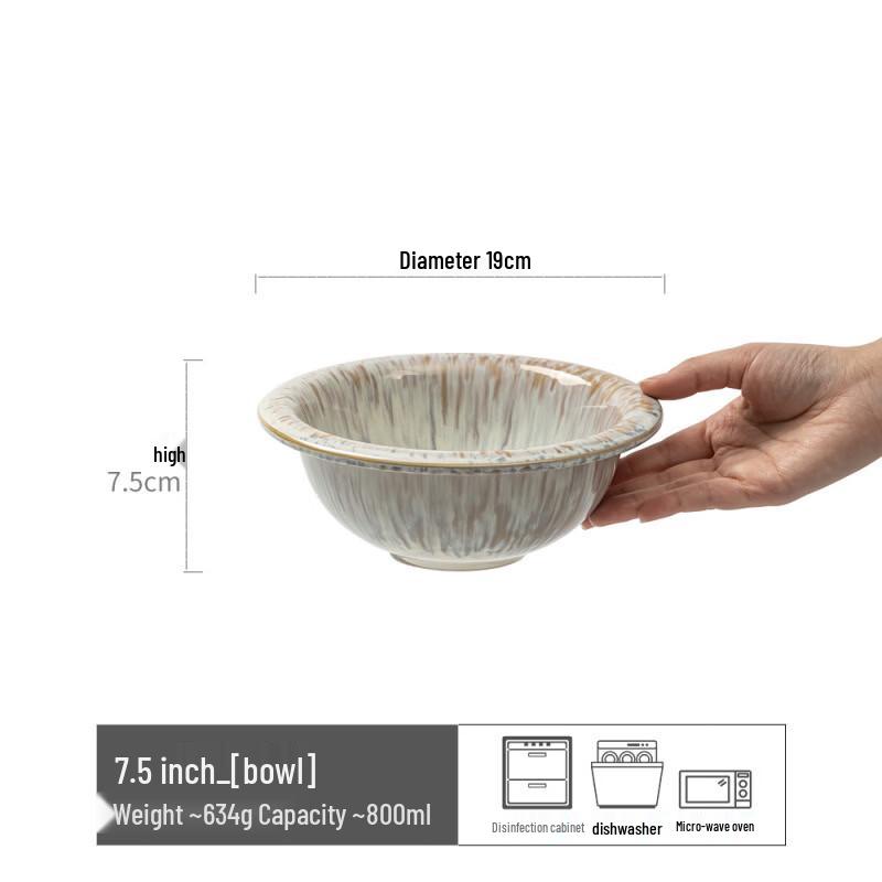 ZISIZ Japanese Style Kiln-Glazed Ceramic Noodle Bowl