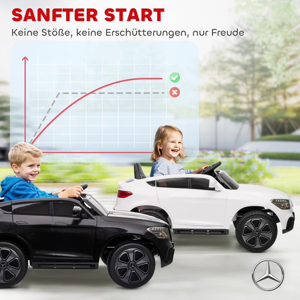 Elektroauto für Kinder, 12V Kinderauto mit Fernbedienung, LED-Lichter, Musik, 3 Geschwindigkeiten, 3-6 Jahre, Schwarz