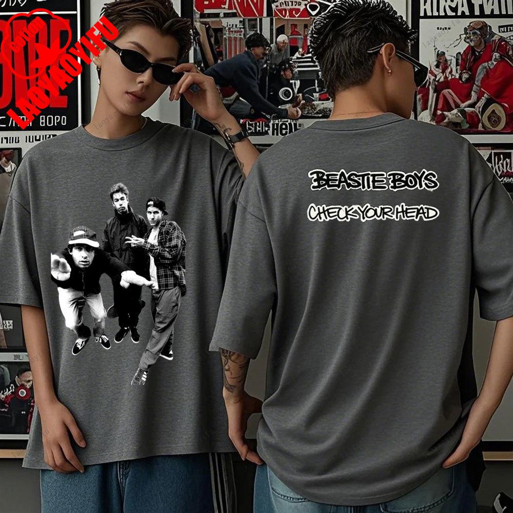 Beastie Boys T-Shirt Check Your Head T-Shirt Amerikanische Hip-Hop-Gruppe Schlichtes Modedesign Kurzarm-T-Shirt