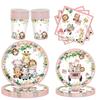 New Hot-selling Animal Series Theme Party Tableware Forest Animals Children's Birthday Decoration Supplies