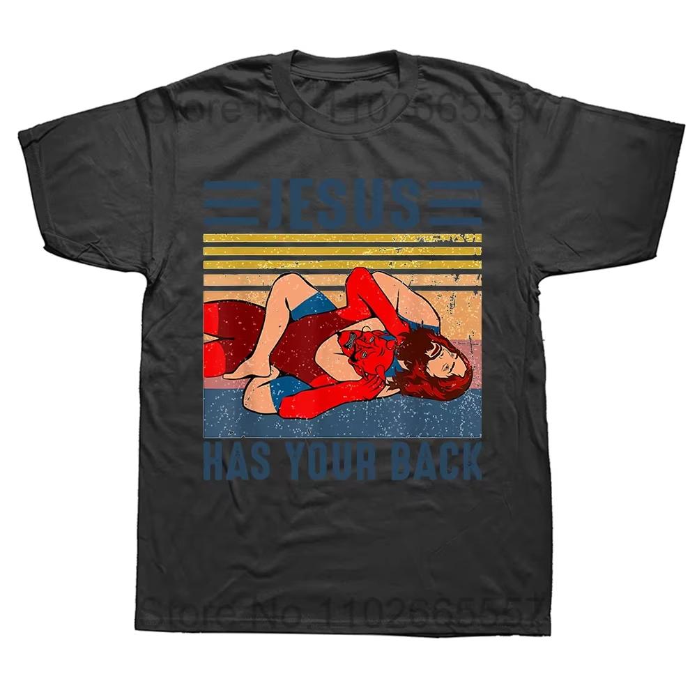 Best Selling Fashion Summer Jesus Has Your Back Jiu Jitsu Retro Christian Unisex Unisex T Shirts Cotton T Shirt Street Unisex Tshirt