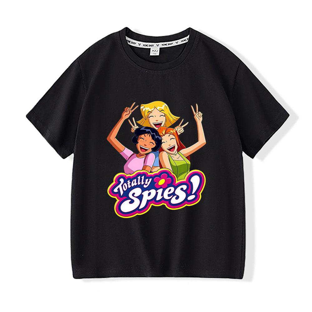 Totally Spies Cartoon Print Children's T-shirt 100%Cotton Tees Streetwear Boys Girls Short Sleeve Casual Kids Top Summer Toddler