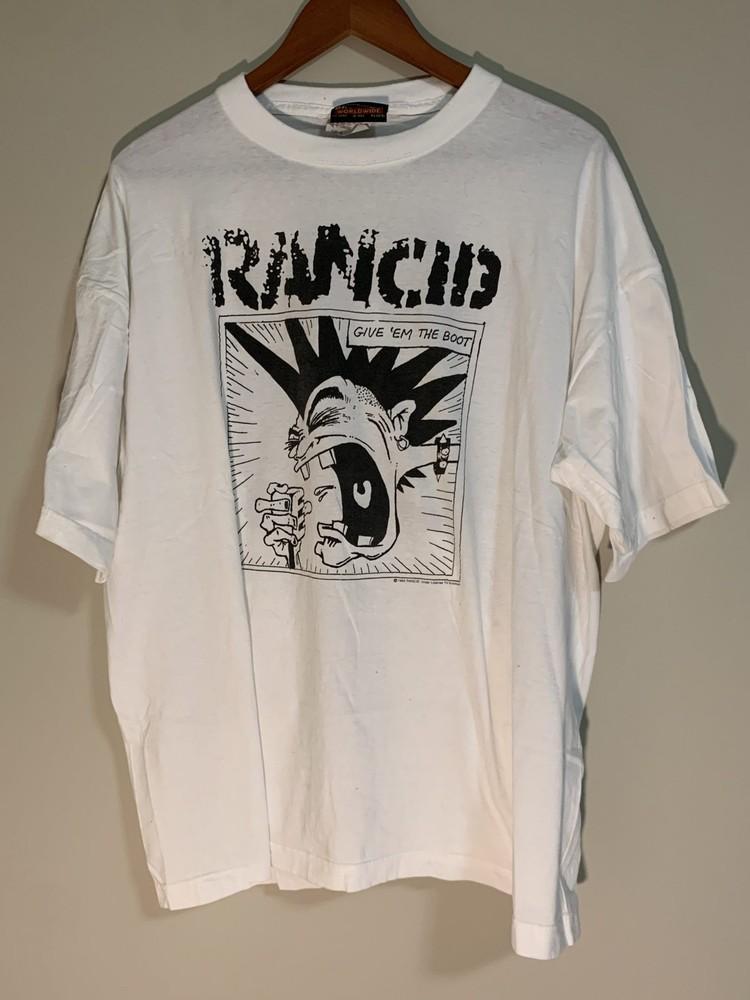 Rancid vtg white shirt Give  em the boot rock band cotton unisex shirt QT2420 Unisex T-Shirt S