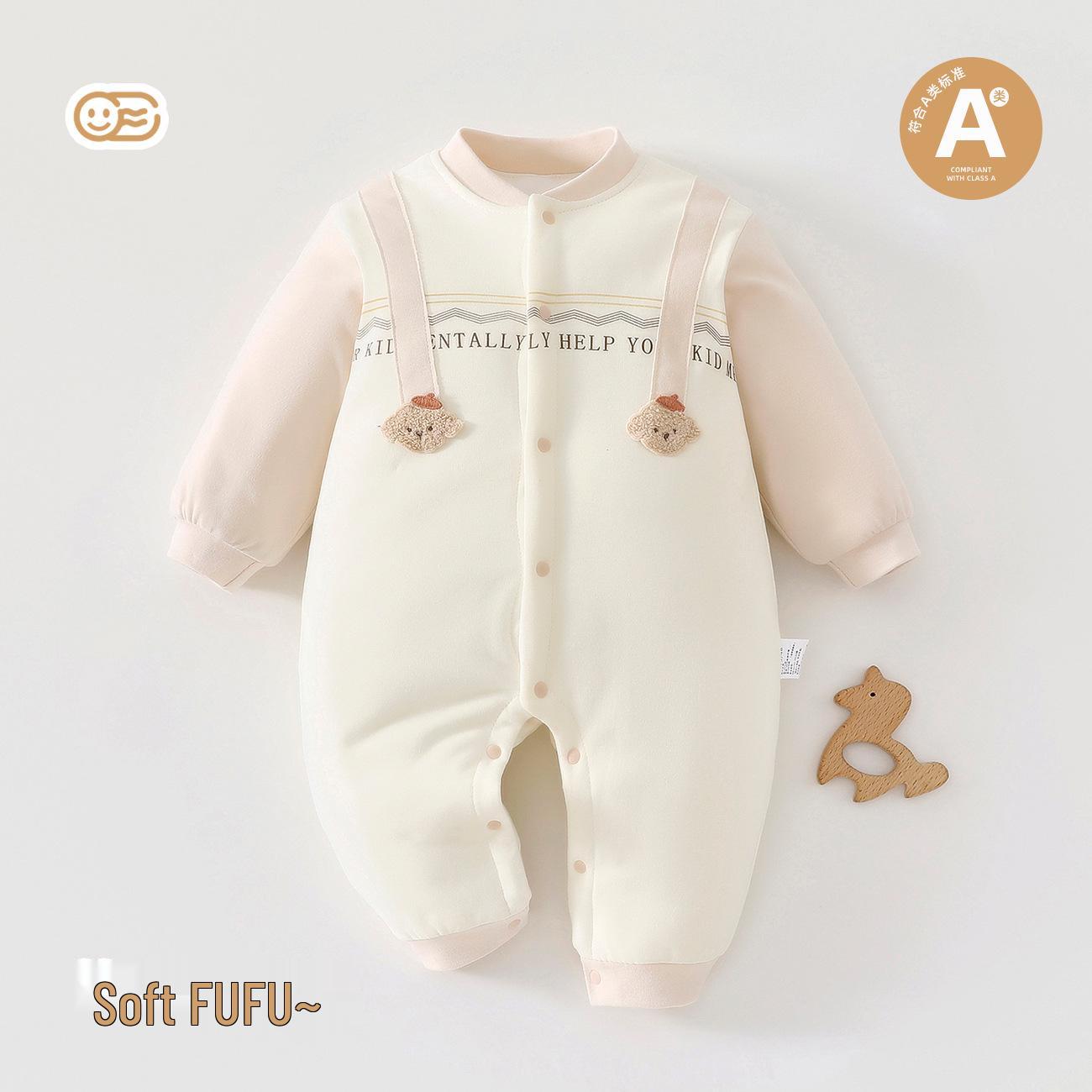 2025 Cotton Padded Baby Rompers: Warm Autumn/Winter Jumpsuit, Thickened for Extra Warmth 73cm