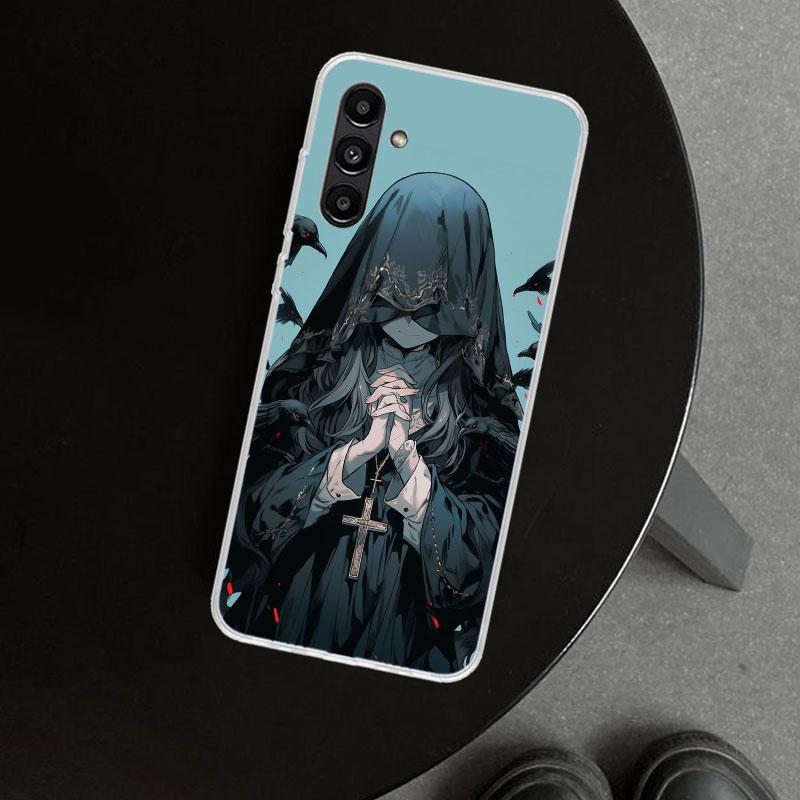 Dark Demon Nun Phone Case Cover for Samsung Galaxy A17 A16 A26 A36 A56 A57 A37 A15 A25 A35 A55 A14 A24 A34 A54 A13 A23 A33 A53 G
