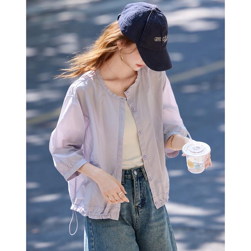 Shangjing Casual Round Neck Long Sleeve Pleated Hem Top L