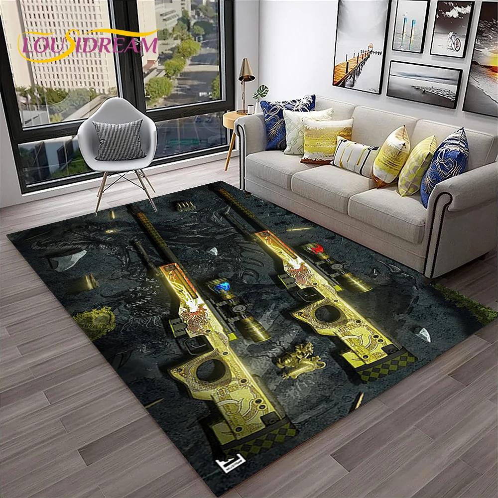 Gewehrmesser Pistolenpatrone USP, AK, M4, AWP, Gewehrteppich für Zuhause, Wohnzimmer, Schlafzimmer, Sofa, Fußmatte, Dekor, rutschfeste Bodenmatte für Kinder