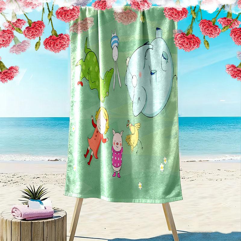 Tilly Friends Joy Print Beach Towel, Large Soft Quick Dry Towel for Beach Camping Swimming
