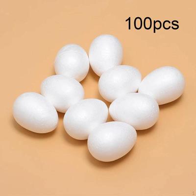 100x Easter Foam Eggs Painting Unpainted White Ornaments Handmade Projects Simulation Fake