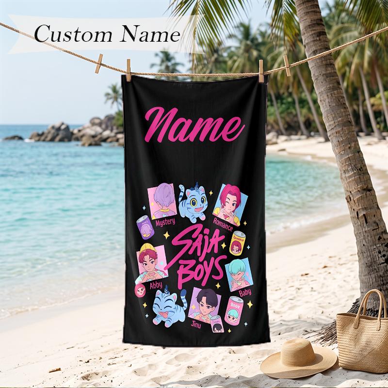 SAJA BOYS Custom Name Printed Beach Towel Personalized Soft Towel For Swimming Beach Travel