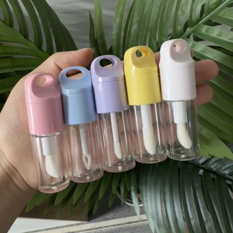 1Pcs Cute Big Brush Wand Transparent 4Ml Lip Gloss Tube Plastic Round Empty Lip Gloss Container