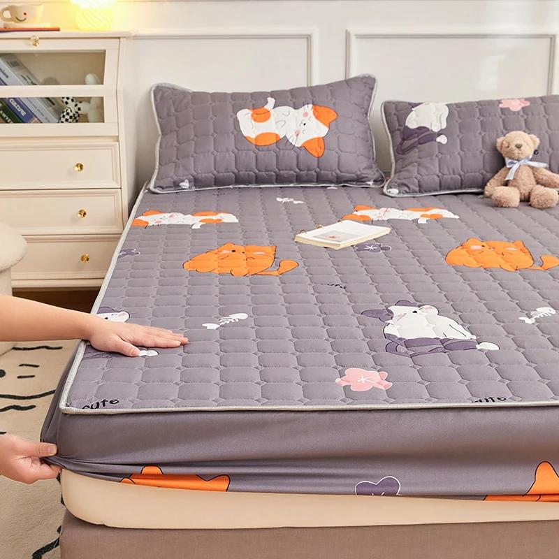 

New Thicken Quilted Mattress Cover King Bed Fitted Bed Sheet Anti-Bacteria Mattress Topper Air-Permeable Bed Pad (No Pillowcase) 1pc sheet120x200x30