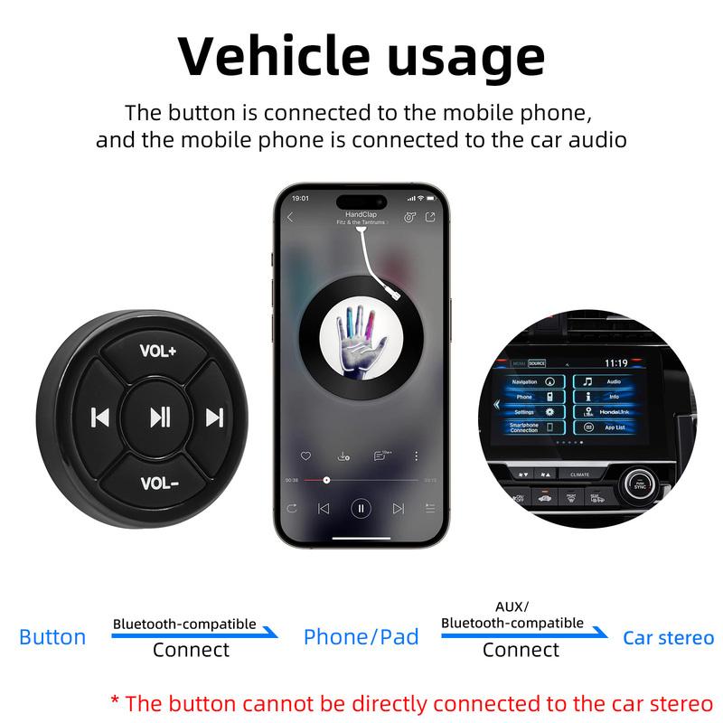 Wireless Media Bluetooth-compatible Button Remote Controller 5 Keys Car Steering Wheel MP3 Music Play For IOS Android Media
