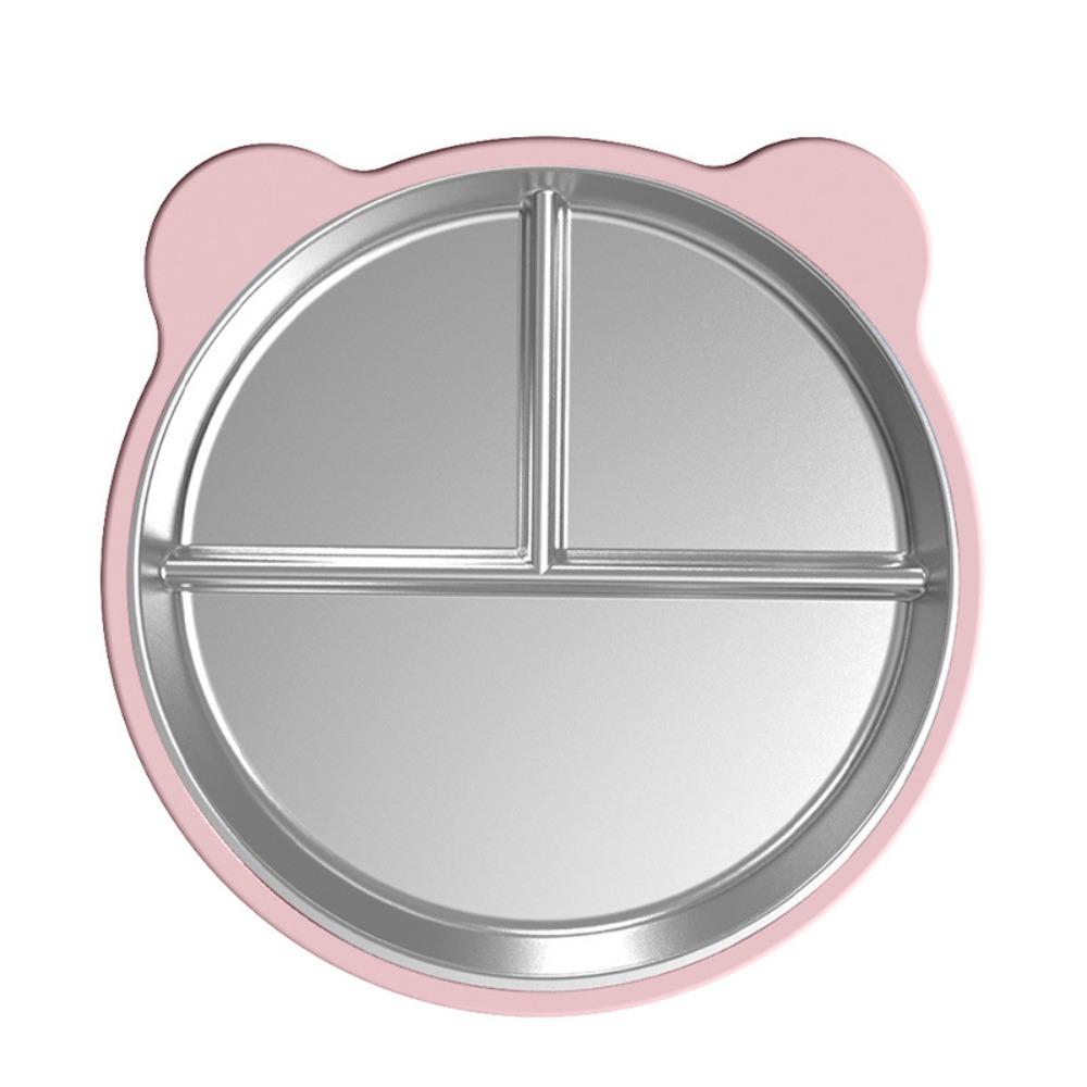 Premium Stainless Steel Cute Toddler Divided Plates Non Slip Removable Sleeves Snack Dishes Unbreakable BPA-Free Plate Home