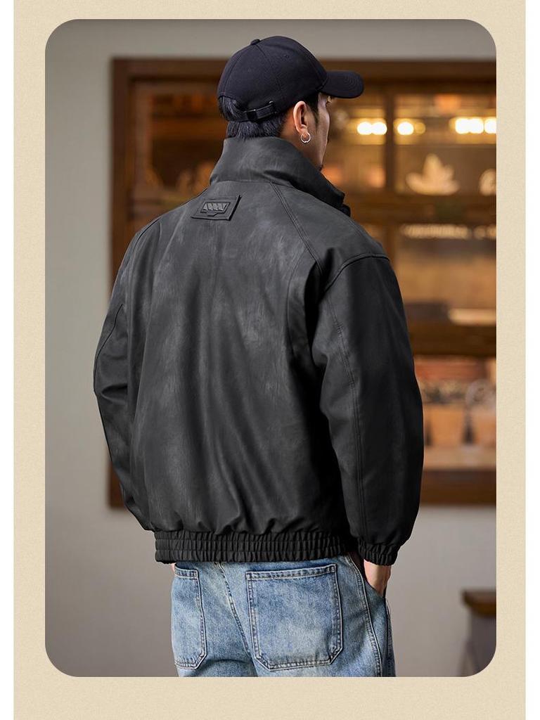 Amerikanische Workwear PU-Leder Herren Daunenjacke - Winterkollektion 2025, High-End Trendmarke.