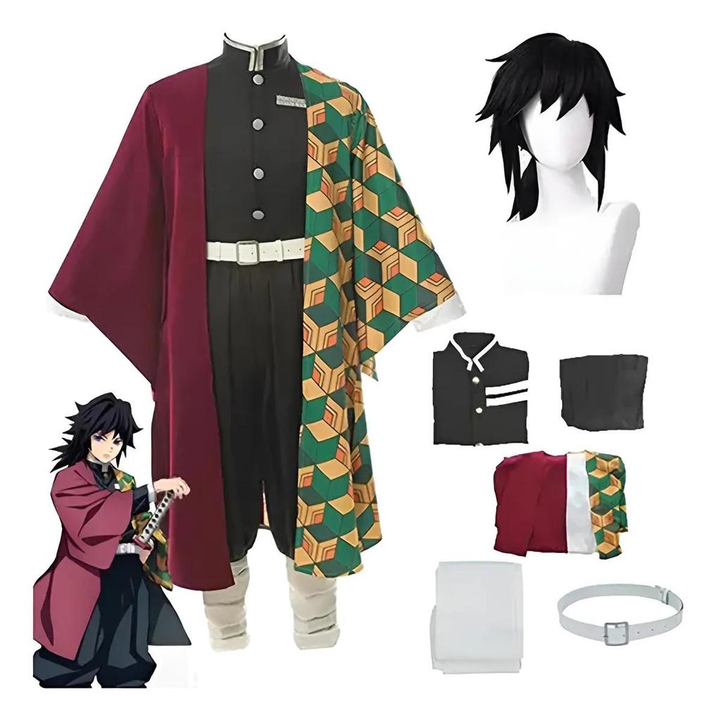 Bambini / Adulti Demon Slayer Kimetsu No Yaiba Cosplay Costumi per Ragazze e Ragazzi Costume Cosplay Tomioka Giyuu Set Kimono Donna Uomo