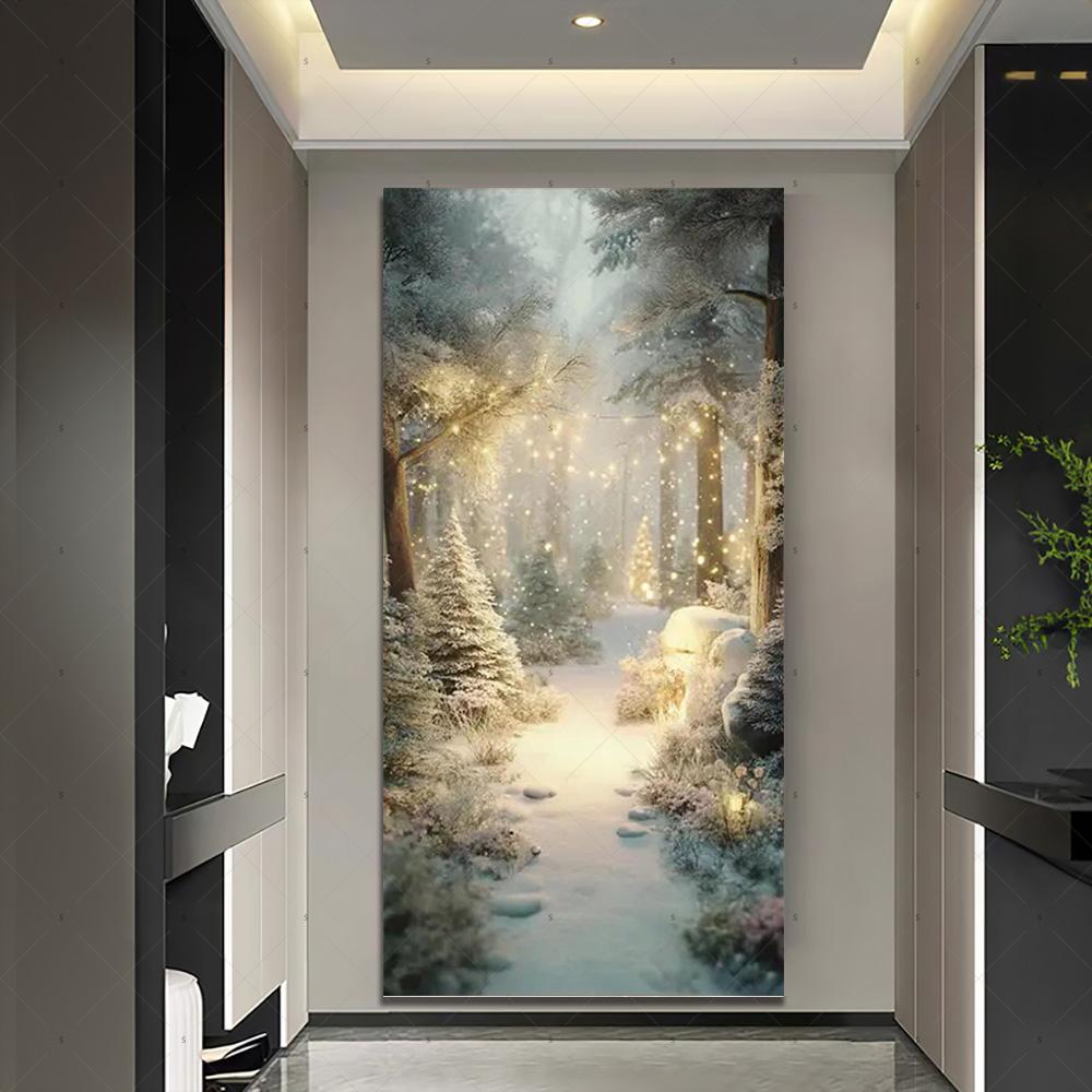 Copertura per Porta Scena Invernale con Neve Sfondo Fotografia Foresta Bianca Forniture Decorazioni Festa di Natale Interno Esterno