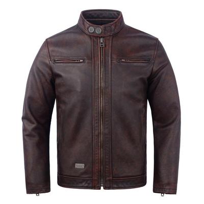 Vintage Red Brown Men Genuine Cowhide Leather Jacket Real Cowhide Jackets Slim Fit Bomber Boy Coat Spring Autumn