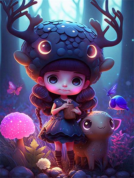 Volle quadratische/runde Diamant-Malerei Fantasy Mädchen Home Decor Stickerei Mosaik Elfen Cartoon Kristall Wandkunst