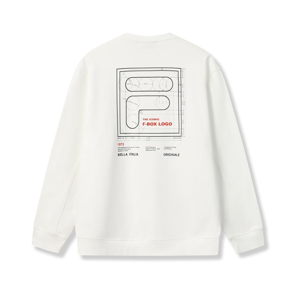 Fila Original Fashion Classic Retro Casual Versatile Loose Comfortable Simple Crew Neck Pullover Sweatshirt Men Sweatshirt White F11M549202FWT