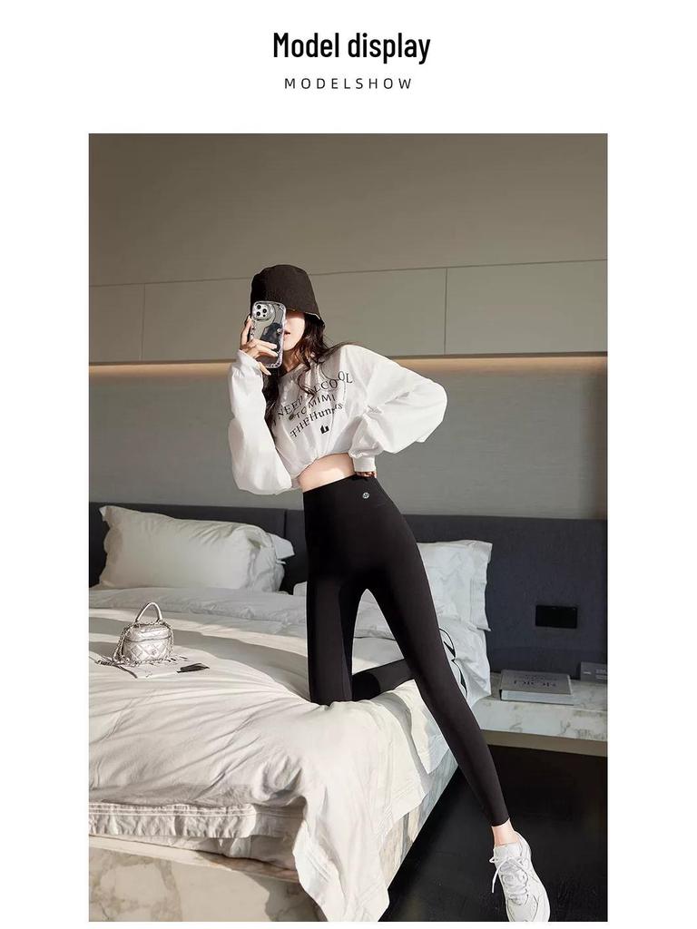 Women's Gray Plus Size Yoga Pants - Thickened Velvet for Spring, Autumn, and Winter