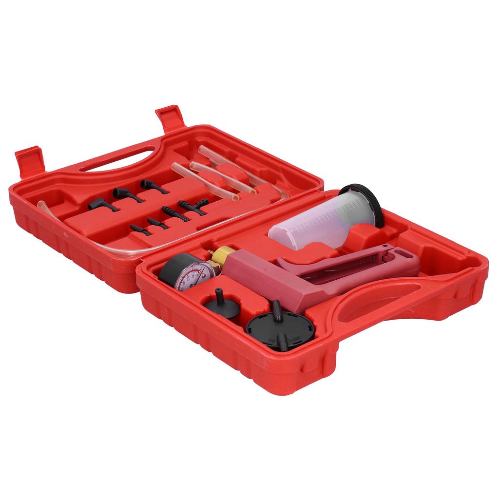 Hand Held Vacuum Pressure Pump Tester Tool Brake Bleeder Kit Adapters Connectors with Toolbox
