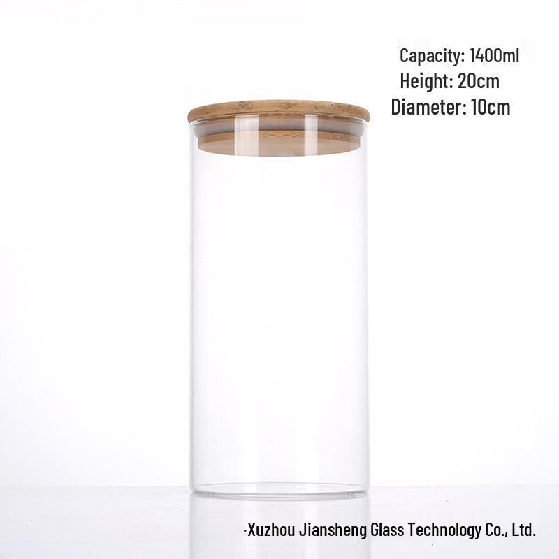Borosilicate Glass Storage Jar with Bamboo Lid - Ideal for Grains, Seasonings, Candy, or Tea.