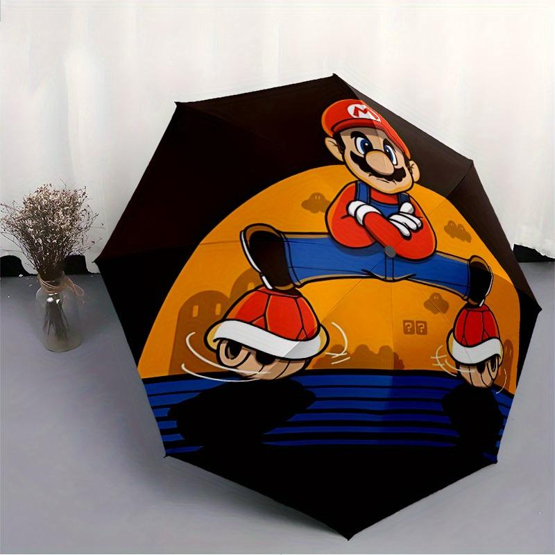 1PC Mario Bros Automatic Open/Close Exquisite Umbrella - Compact Travel Umbrella, 8-Rib Heavy-Duty Construction, Ideal Gift a0828172